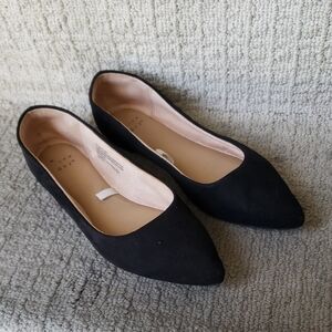 a new day Black Pointed Toe Suede-Look Flats